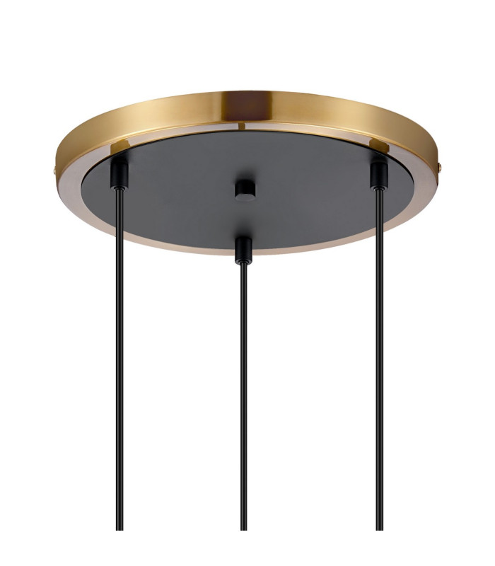 Placid 38cm Round Pendant 3 Light E14 15cm Round White & Grey Marble Effect Glass Shade Brass & Satin Black Framework-5