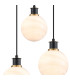Placid 38cm Round Pendant 3 Light E14 15cm Round White & Grey Marble Effect Glass Shade Brass & Satin Black Framework-6