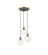 Placid 38cm Round Pendant 3 Light E14 15cm Round Textured Melting Glass Shade Brass Clear & Satin Black-1