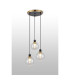 Placid 38cm Round Pendant 3 Light E14 15cm Round Textured Melting Glass Shade Brass Clear & Satin Black-3