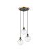 Placid 38cm Round Pendant 3 Light E14 15cm Round Textured Melting Glass Shade Brass Clear & Satin Black-4