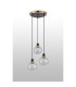 Placid 38cm Round Pendant 3 Light E14 15cm Round Textured Melting Glass Shade Brass Clear & Satin Black-7