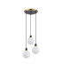 Placid 38cm Round Pendant 3 Light E14 15cm Round Glass Shade Brass Opal & Satin Black-4