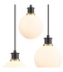 Placid 38cm Round Pendant 3 Light E14 15cm Round Glass Shade Brass Opal & Satin Black-6