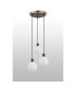 Placid 38cm Round Pendant 3 Light E14 15cm Round Glass Shade Brass Opal & Satin Black-7