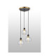 Placid 38cm Round Pendant 3 Light E14 15cm Round Ribbed Glass Shade Brass Clear & Satin Black-3