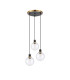 Placid 38cm Round Pendant 3 Light E14 15cm Round Ribbed Glass Shade Brass Clear & Satin Black-4