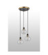 Placid 38cm Round Pendant 3 Light E14 15cm Round Ribbed Glass Shade Brass Clear & Satin Black-7