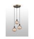 Placid 38cm Round Pendant 3 Light E14 15cm Round Segment Glass Shade Brass Amber Plated & Satin Black-3