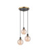 Placid 38cm Round Pendant 3 Light E14 15cm Round Segment Glass Shade Brass Amber Plated & Satin Black-4