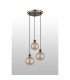 Placid 38cm Round Pendant 3 Light E14 15cm Round Segment Glass Shade Brass Amber Plated & Satin Black-7