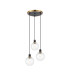 Placid 38cm Round Pendant 3 Light E14 15cm Round Segment Glass Shade Brass Clear & Satin Black-1
