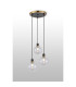 Placid 38cm Round Pendant 3 Light E14 15cm Round Segment Glass Shade Brass Clear & Satin Black-3