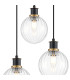 Placid 38cm Round Pendant 3 Light E14 15cm Round Segment Glass Shade Brass Clear & Satin Black-6