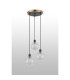 Placid 38cm Round Pendant 3 Light E14 15cm Round Segment Glass Shade Brass Clear & Satin Black-7