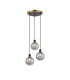 Placid 38cm Round Pendant 3 Light E14 15cm Round Segment Glass Shade Brass Smoke Plated & Satin Black-1
