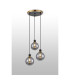 Placid 38cm Round Pendant 3 Light E14 15cm Round Segment Glass Shade Brass Smoke Plated & Satin Black-3