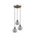 Placid 38cm Round Pendant 3 Light E14 15cm Round Segment Glass Shade Brass Smoke Plated & Satin Black-4