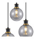 Placid 38cm Round Pendant 3 Light E14 15cm Round Segment Glass Shade Brass Smoke Plated & Satin Black-6