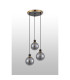 Placid 38cm Round Pendant 3 Light E14 15cm Round Segment Glass Shade Brass Smoke Plated & Satin Black-7