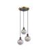 Placid 38cm Round Pendant 3 Light E14 15cm Round Glass Shade Brass Smoke Plated & Satin Black-1