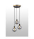 Placid 38cm Round Pendant 3 Light E14 15cm Round Glass Shade Brass Smoke Plated & Satin Black-3