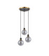 Placid 38cm Round Pendant 3 Light E14 15cm Round Glass Shade Brass Smoke Plated & Satin Black-4