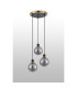Placid 38cm Round Pendant 3 Light E14 15cm Round Glass Shade Brass Smoke Plated & Satin Black-7