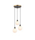 Placid 38cm Round Pendant 3 Light E14 15cm Round Speckled Glass Shade Brass White & Satin Black-1