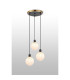 Placid 38cm Round Pendant 3 Light E14 15cm Round Speckled Glass Shade Brass White & Satin Black-3