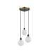 Placid 38cm Round Pendant 3 Light E14 15cm Round Speckled Glass Shade Brass White & Satin Black-4