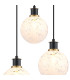 Placid 38cm Round Pendant 3 Light E14 15cm Round Speckled Glass Shade Brass White & Satin Black-6