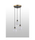 Placid 38cm Round Pendant 3 Light E14 15cm Round Speckled Glass Shade Brass White & Satin Black-7