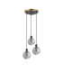 Placid 38cm Round Pendant 3 Light E14 15cm Round Textured Smooth / Ribbed Glass Shade Brass Smoke Plated & Satin Black-3