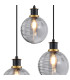 Placid 38cm Round Pendant 3 Light E14 15cm Round Textured Smooth / Ribbed Glass Shade Brass Smoke Plated & Satin Black-5