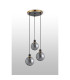 Placid 38cm Round Pendant 3 Light E14 15cm Round Textured Smooth / Ribbed Glass Shade Brass Smoke Plated & Satin Black-6