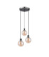 Placid 38cm Round Pendant 3 Light E14 15cm Round Glass Shade Satin Nickel Amber Plated & Satin Black-4