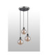 Placid 38cm Round Pendant 3 Light E14 15cm Round Glass Shade Satin Nickel Amber Plated & Satin Black-7