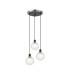 Placid 38cm Round Pendant 3 Light E14 15cm Round Crackled Glass Shade Satin Nickel Clear & Satin Black-1