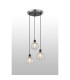Placid 38cm Round Pendant 3 Light E14 15cm Round Crackled Glass Shade Satin Nickel Clear & Satin Black-3