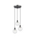 Placid 38cm Round Pendant 3 Light E14 15cm Round Crackled Glass Shade Satin Nickel Clear & Satin Black-4