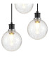 Placid 38cm Round Pendant 3 Light E14 15cm Round Crackled Glass Shade Satin Nickel Clear & Satin Black-6