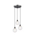 Placid 38cm Round Pendant 3 Light E14 15cm Round Textured Crumple Glass Shade Satin Nickel Clear & Satin Black-1