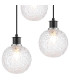 Placid 38cm Round Pendant 3 Light E14 15cm Round Textured Crumple Glass Shade Satin Nickel Clear & Satin Black-5