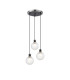 Placid 38cm Round Pendant 3 Light E14 15cm Round Textured Diamond Pattern Glass Shade Satin Nickel Clear & Satin Black-1