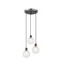 Placid 38cm Round Pendant 3 Light E14 15cm Round Dimpled Glass Shade Satin Nickel Clear & Satin Black-1