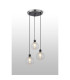 Placid 38cm Round Pendant 3 Light E14 15cm Round Dimpled Glass Shade Satin Nickel Clear & Satin Black-3