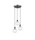 Placid 38cm Round Pendant 3 Light E14 15cm Round Dimpled Glass Shade Satin Nickel Clear & Satin Black-4