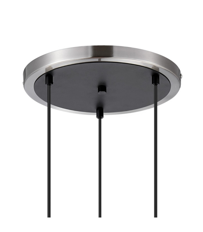Placid 38cm Round Pendant 3x E14 15cm Round White & Grey Marble Effect Glass Shade Satin Nickel & Satin Black Framework-4