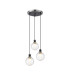 Placid 38cm Round Pendant 3 Light E14 15cm Round Textured Melting Glass Shade Satin Nickel Clear & Satin Black-1